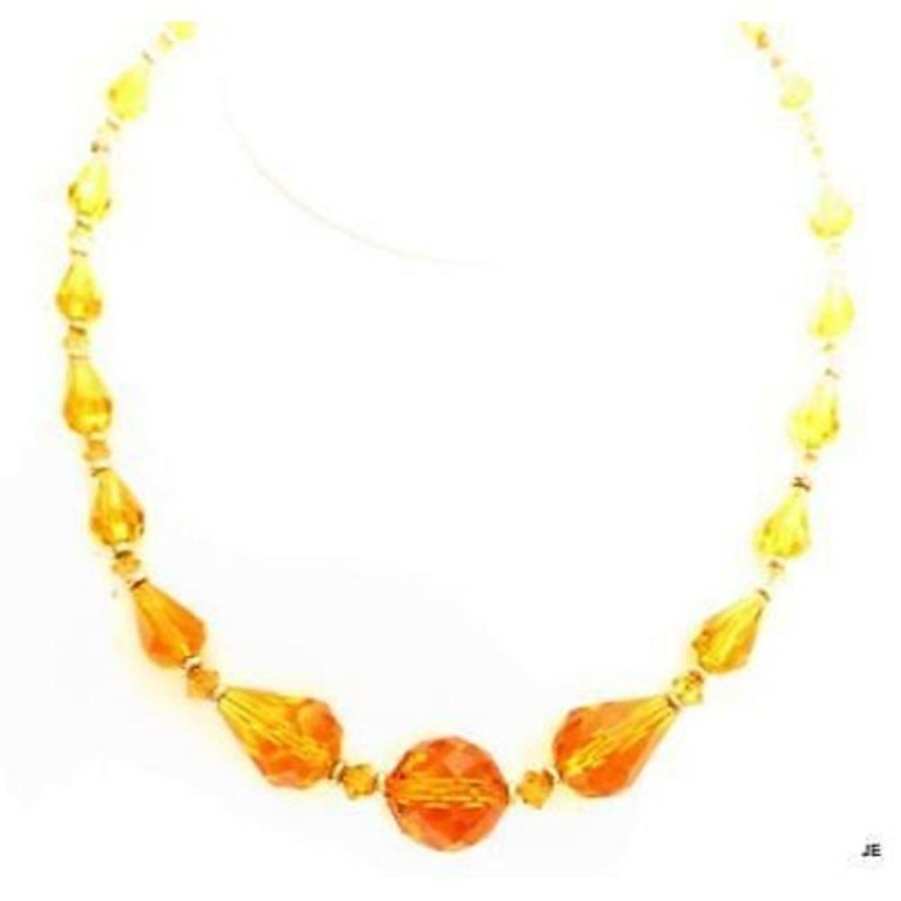 Vintage Stunning High End Topaz Crystal Adjustable Gold Plated Necklace